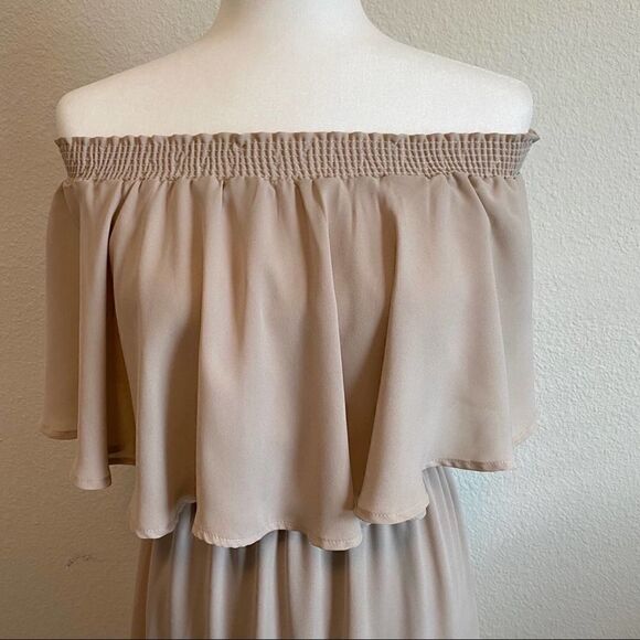 𝅺show me your Mumu Nude Hacienda Boho Convertible Bridesmaid Maxi Dress Small - Picture 3 of 13